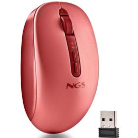 Ratón Ergonómico Inalámbrico NGS Fog Dual FOGDUALRED Silencioso/ Hasta 1600 DPI/ Rojo