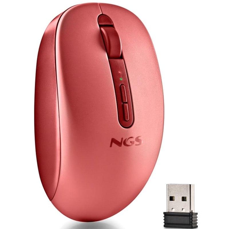 Ratón Ergonómico Inalámbrico NGS Fog Dual FOGDUALRED Silencioso/ Hasta 1600 DPI/ Rojo