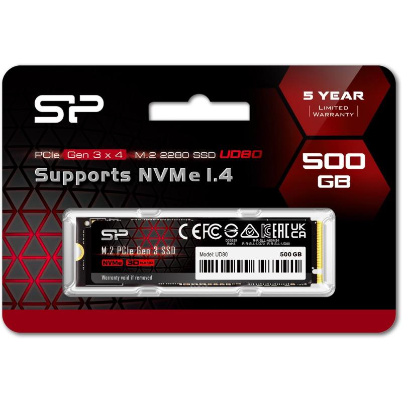 Silicon Power UD80 SSD 500GB M.2 PCI-E GEN3 X4 &amp;amp; NVMe 1.4