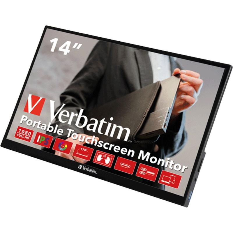 Verbatim PMT-14 Portable Touchscreen Monitor 14\ Full HD 1080p Metal Housing