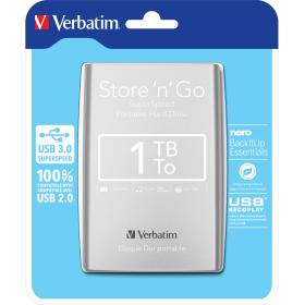 Verbatim Store &amp;#039;N&amp;#039; Go Portable Vaste Schijf 1 TB Extern USB 3.0 Silver