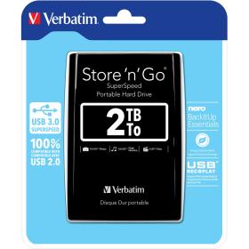 Verbatim Store &amp;#039;N&amp;#039; Go Portable 2 TB Portable USB 3.0 5400 TPM