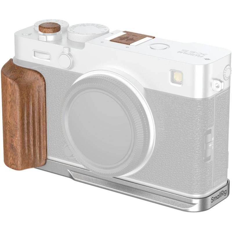 SmallRig 5984 L-Shaped Mount Plate w/ Wooden Handle For Fujifilm X-E5 (Silver)