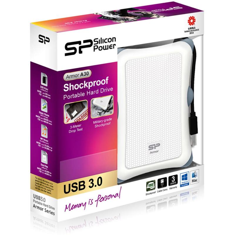 Silicon Power Armor A30 Ext HDD Behuizing USB 3.0 (White)