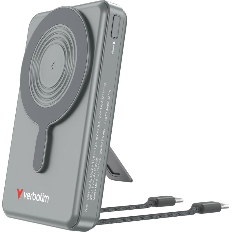 Verbatim 32272 PowerBank Magnetic Wireless 10000 mAh C+C Display Grey