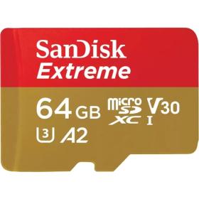 Tarjeta de Memoria SanDisk Extreme 64GB microSD XC UHS-I con Adaptador/ Clase 10/ 170MBs