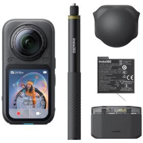 Cámara Digital Deportiva Insta360 X6 Pack Essential/ 8K/ Ángulo de visión 360º/ Negra/ Incluye Stick, 2x Baterías, Bolsa y Capuc