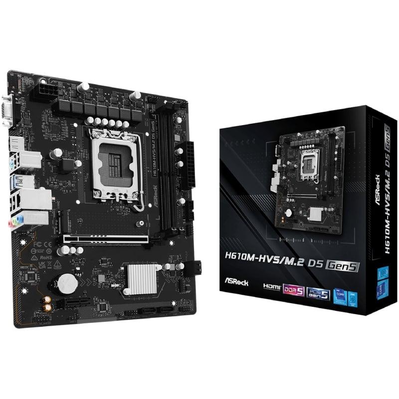 Placa Base Asrock H610M-HVS M2 D5 G5 Socket 1700/ DDR5/ PCIe 5.0/ Micro ATX