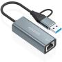Adaptador USB + USB Tipo-C 3.2 - RJ45 Aisens A109-1032/ 1000Mbps