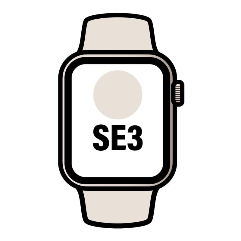Apple Watch SE3/ GPS/ 44mm/ Caja de Aluminio Blanco Estrella/ Correa Deportiva Arena S/M