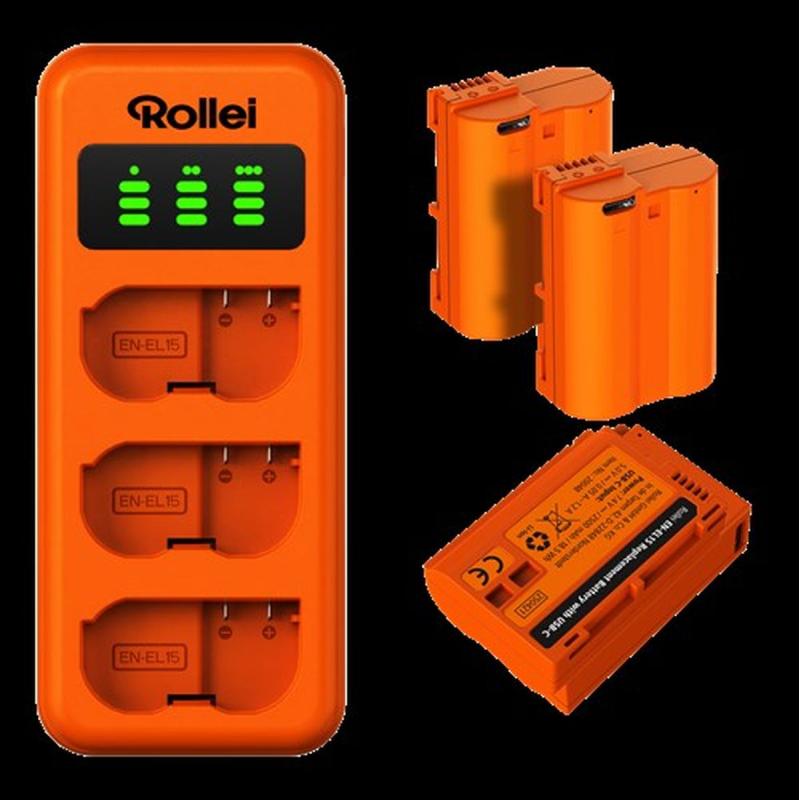 Rollei Charger Set EN-EL15 3 Accu&amp;#039;s Charger