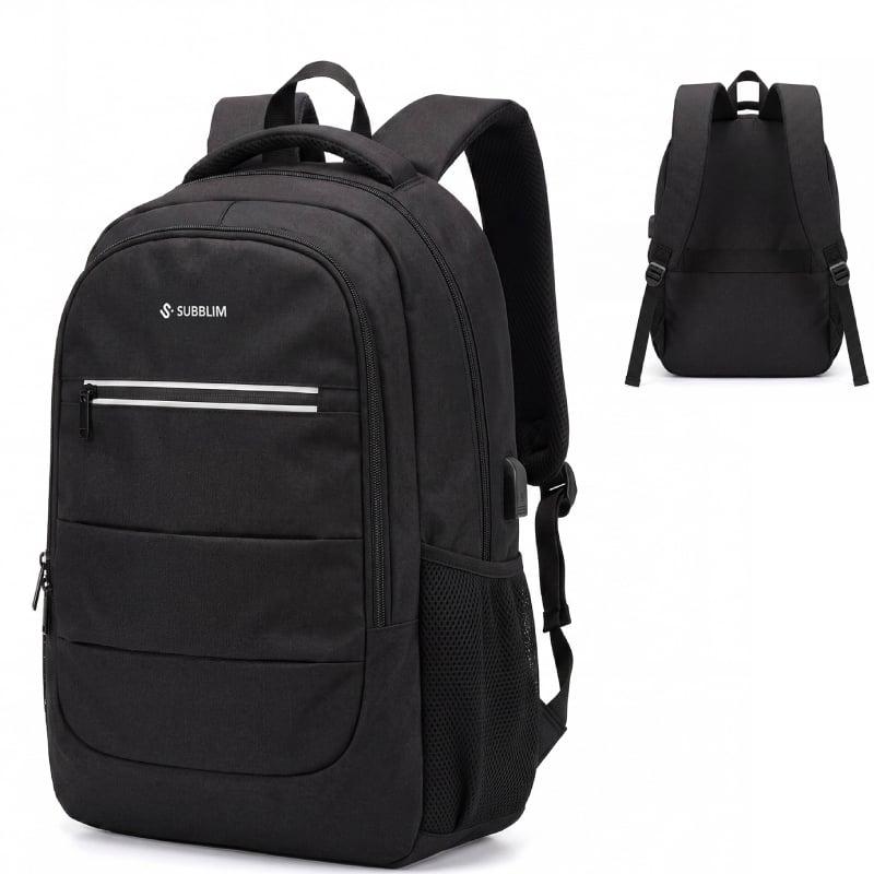 Mochila Subblim City Plus 26L Backpack para Portátiles hasta 16'/ Puerto USB/ Negra