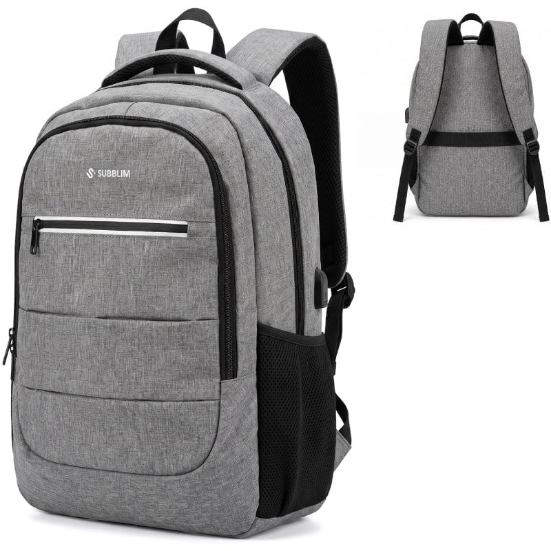 Mochila Subblim City Plus Backpack para Portátiles hasta 16'/ Puerto USB/ Gris