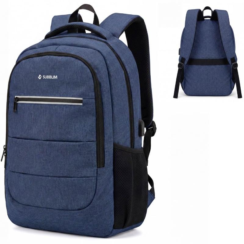 Mochila Subblim City Plus Backpack para Portátiles hasta 16'/ Puerto USB/ Azul