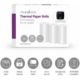 Nedis Printerrollen | Thermisch Paper | 6.50 M | 56 mm | 3 PCs | White