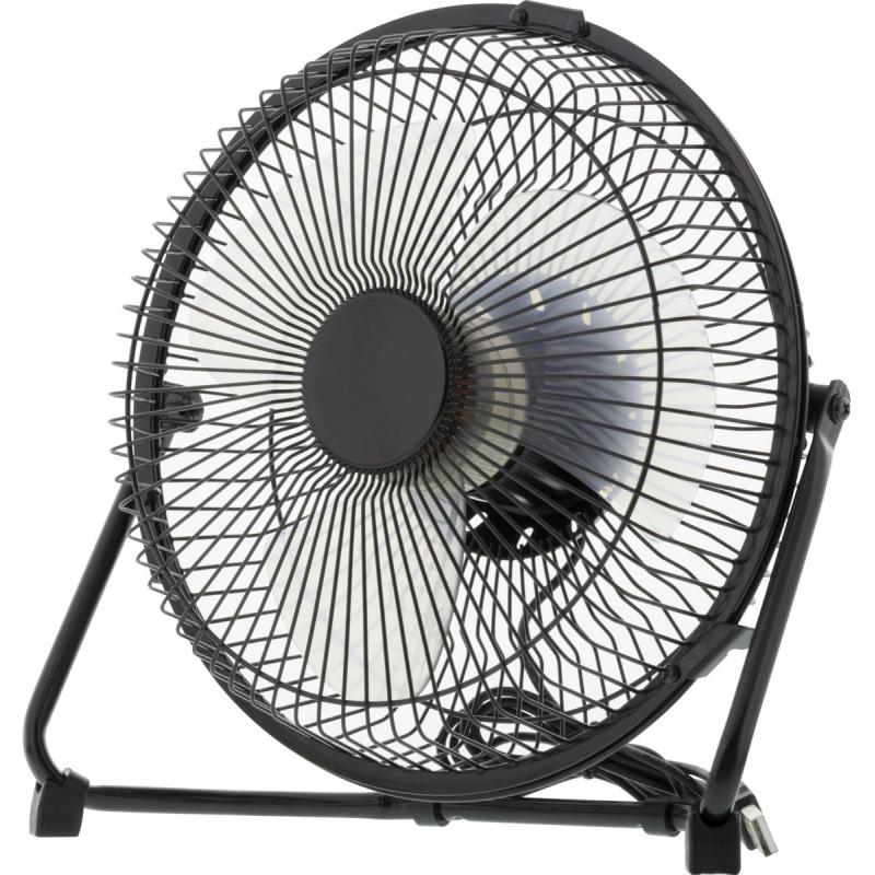 Deltaco Desktop Fan USB 18cm Aluminium 2 Speeds Silent - Black