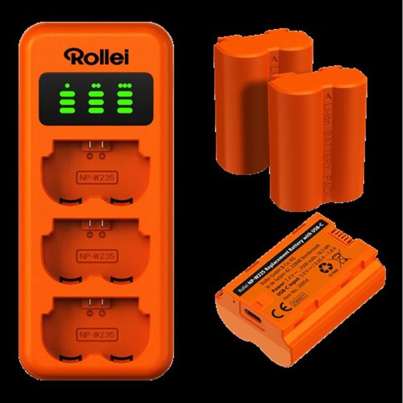 Rollei Charger Set NP-W235 3 Accu&amp;#039;s Charger