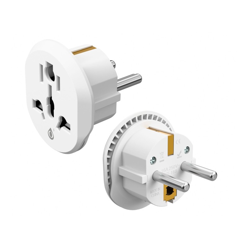 Comprar JC NA0582 Blanco - Adaptador de corriente universal para viaje - 2500W Max - Ganga Electrónica