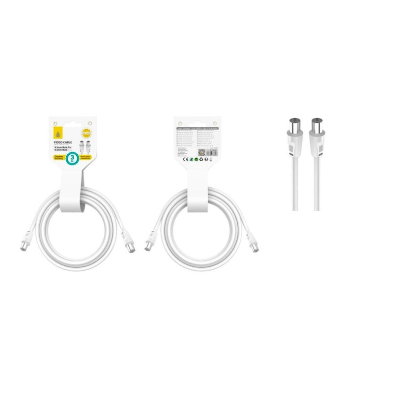 Comprar JC NB1490 Blanco - Cable de video (coaxial), conector banado en niquel, 9.5MM macho a macho, 3M - Ganga Electrónica