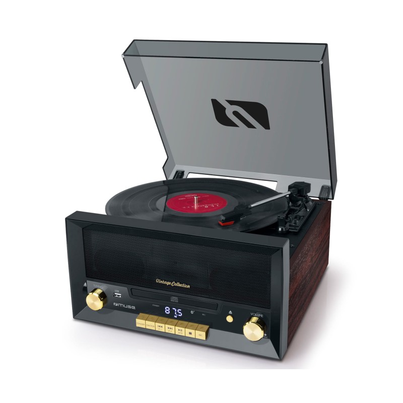 Comprar Muse MT-112 w Wood - Tocadiscos con radio FM y altavoces - Ganga Electrónica