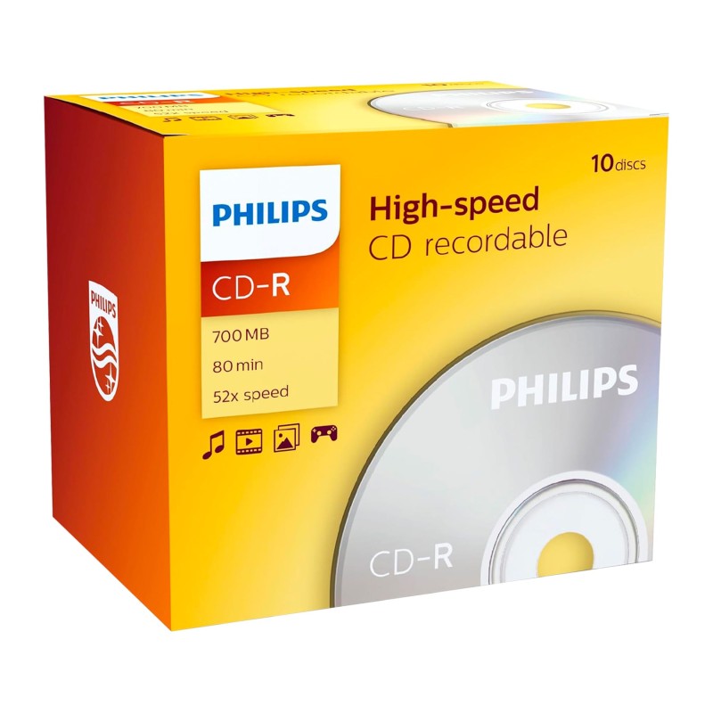 Comprar Philips CD-R 80MIN 700MB 52X - Pack de 10 unidades - Ganga Electrónica
