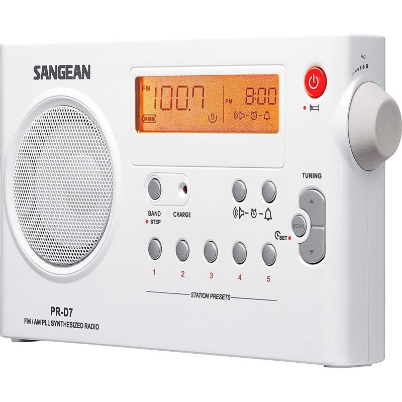 Comprar Sangean PR-D7 Blanco - Radio despertador portátil - Ganga Electrónica