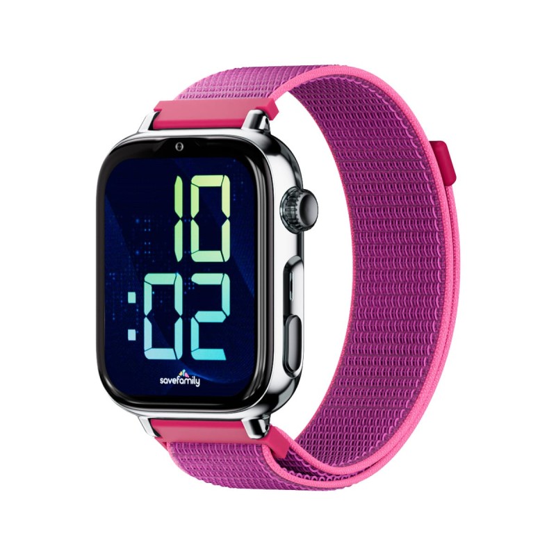 Comprar Savefamily Savewatch Plus 2 Junior (+8 Años) Plata Con Correa de Tela Frambuesa - Smartwatch 4G para niños - Ganga Elect