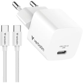 Verbatim 32396 Mini GaN Charger 20W EU Plug Bundle w/ 1m USB-C To C Cable