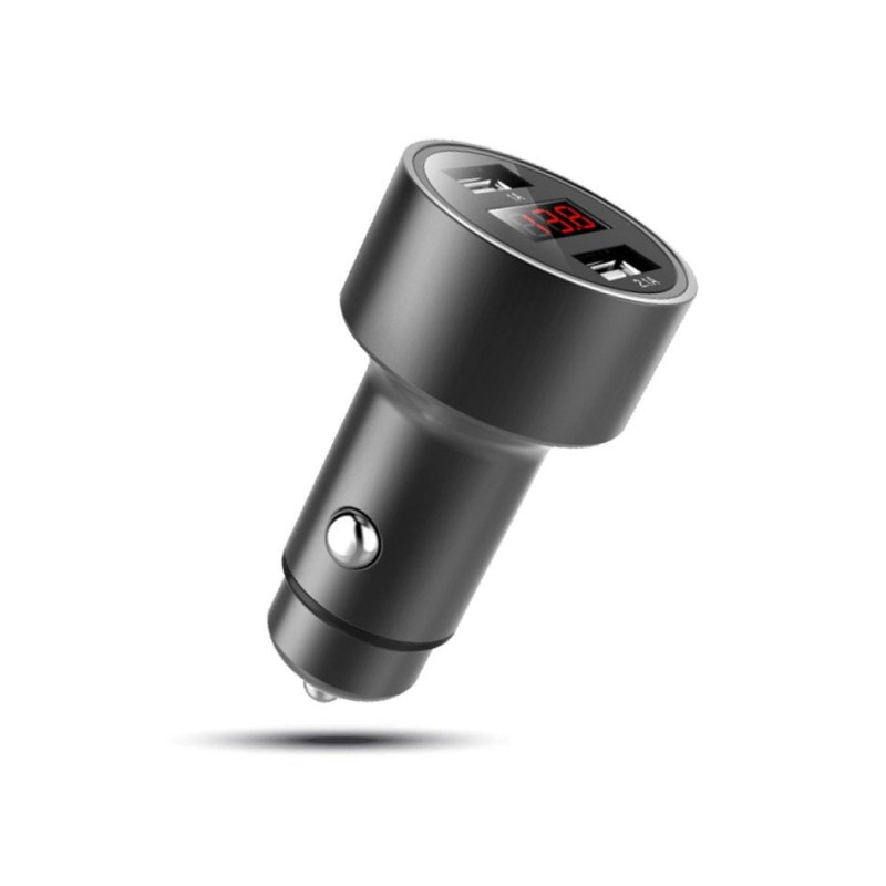 Comprar Eightt Cargador Coche USB 2 Puertos Aluminio 12w Display - Ganga Electrónica