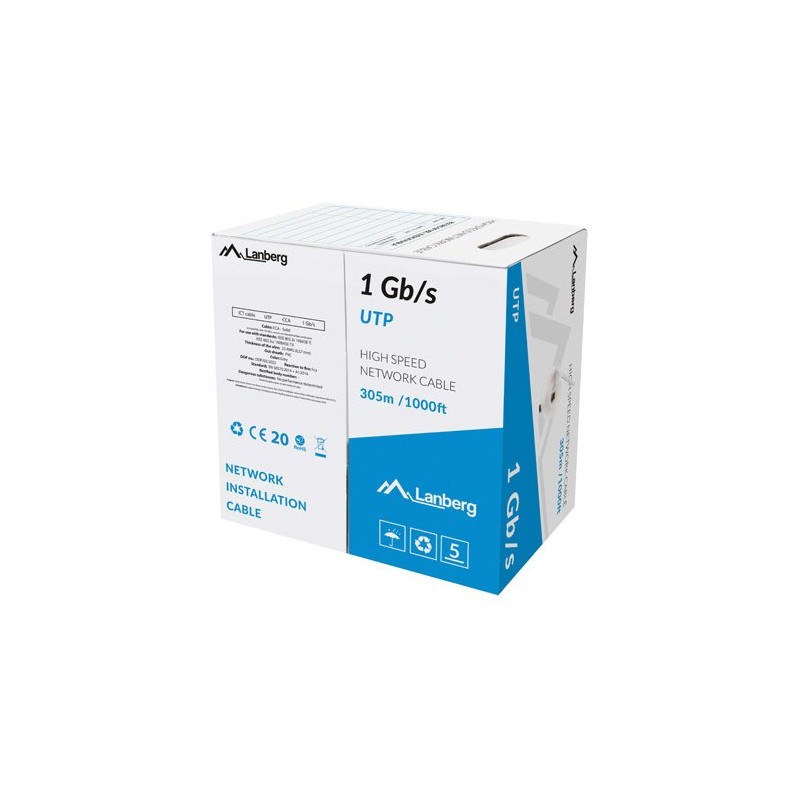 Comprar Bobina de Cable Lanberg RJ45 CAT6 UTP Awg23 305m Gris Lcu6-10cc-0305-S - Ganga Electrónica