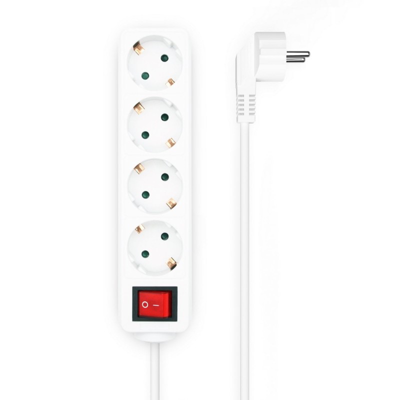 Comprar Aisens Regleta 4 Tomas con Interruptor con Cable 3×1.5mm2 - 1.4m - Blanco - Ganga Electrónica