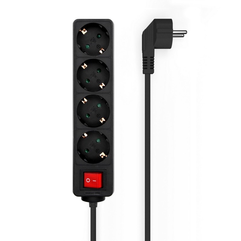 Comprar Aisens Regleta 4 Tomas con Interruptor con Cable 3×1.5mm2 - 1.40m - Negro - Ganga Electrónica