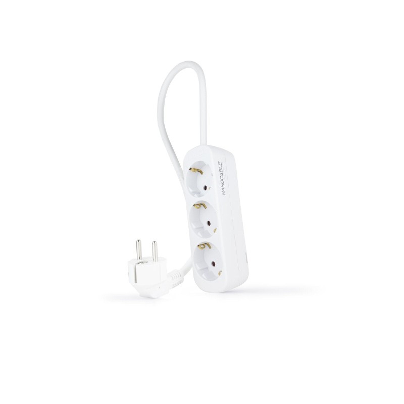 Comprar Nanocable Regleta 3 Tomas - 1.4m - Blanco - Ganga Electrónica