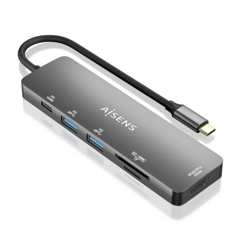 Comprar Aisens Usb-C Dock 6 en 1 - Usb-C a 1xhdmi - 2xusb-A - 1xusb-C PD 100w - 1xsd - 1xmicro Sd - 15cm - Ganga Electrónica