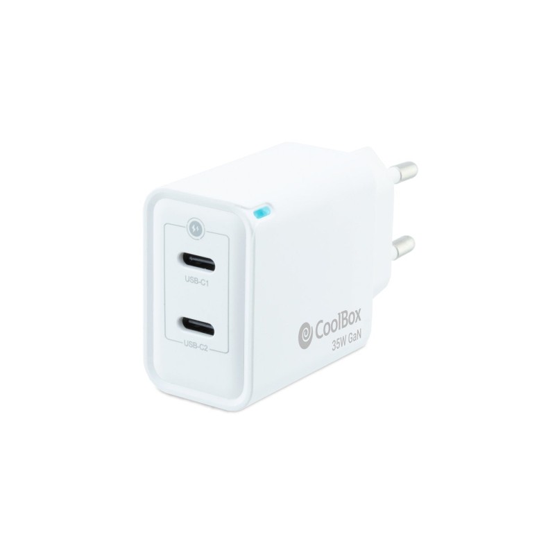 Comprar Coolbox Cargador Pared/Viaje 3.0 Gan Usb-C/Pd + Usb-C 35w Blanco Coolbox Máximo 35w/ 2xusb-C/ Quickcharge 3.0 - Ganga El