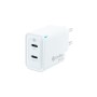 Comprar Coolbox Cargador Pared/Viaje 3.0 Gan Usb-C/Pd + Usb-C 35w Blanco Coolbox Máximo 35w/ 2xusb-C/ Quickcharge 3.0 - Ganga El