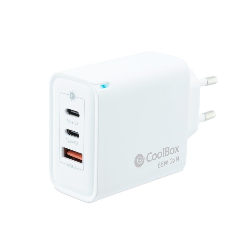 Comprar Coolbox Cargador Pared/Viaje 3.0 Gan 2xusb-C/Pd + Usb-A 65w Blanco Máximo 65w/ 2xusb-C, 1xusb-A/ Quickcharge 3.0 - Ganga