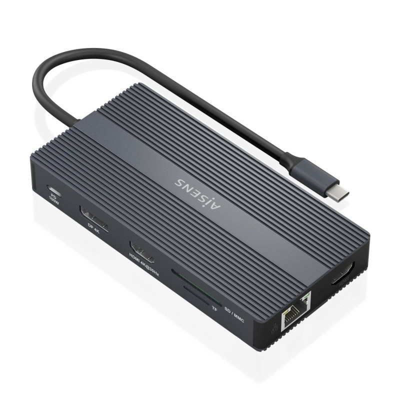 Comprar Dock Aisens 12 en 1 Usb-C a 2xhdmi DP RJ45 4xusb-A Usb-C Usb-C PD 20cm - Ganga Electrónica