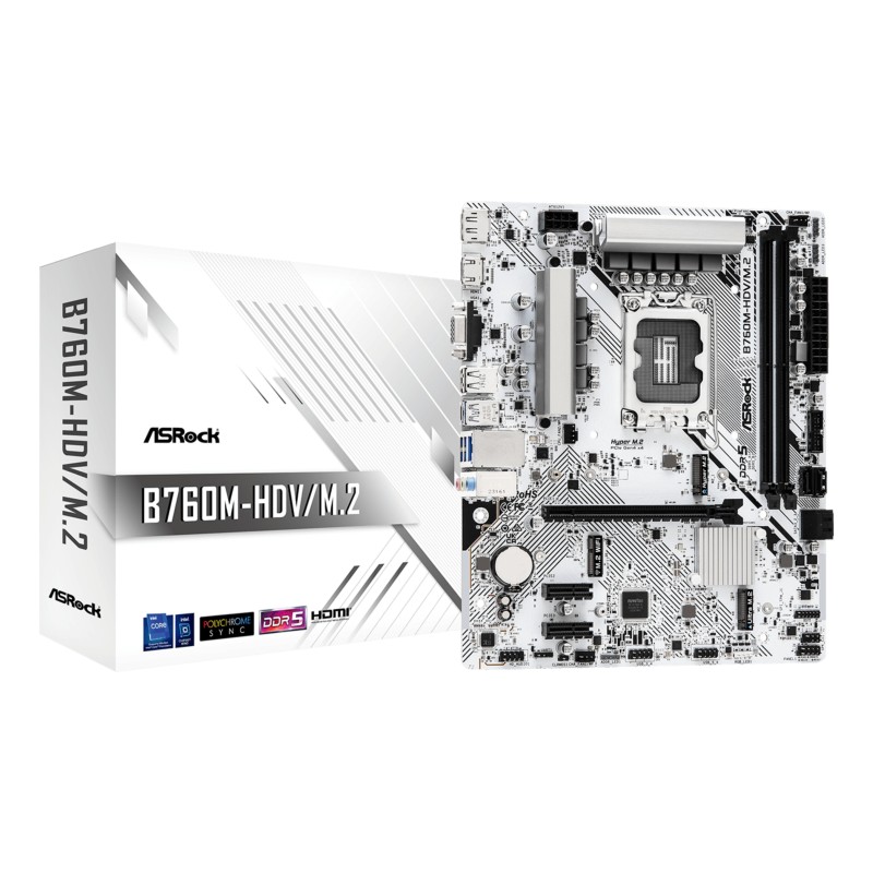 Comprar Placa Base Asrock B760m-Hdv M.2 Matx Lga1700 2xddr5 1xpcie 4.0 X16 LAN 1GB S - Ganga Electrónica