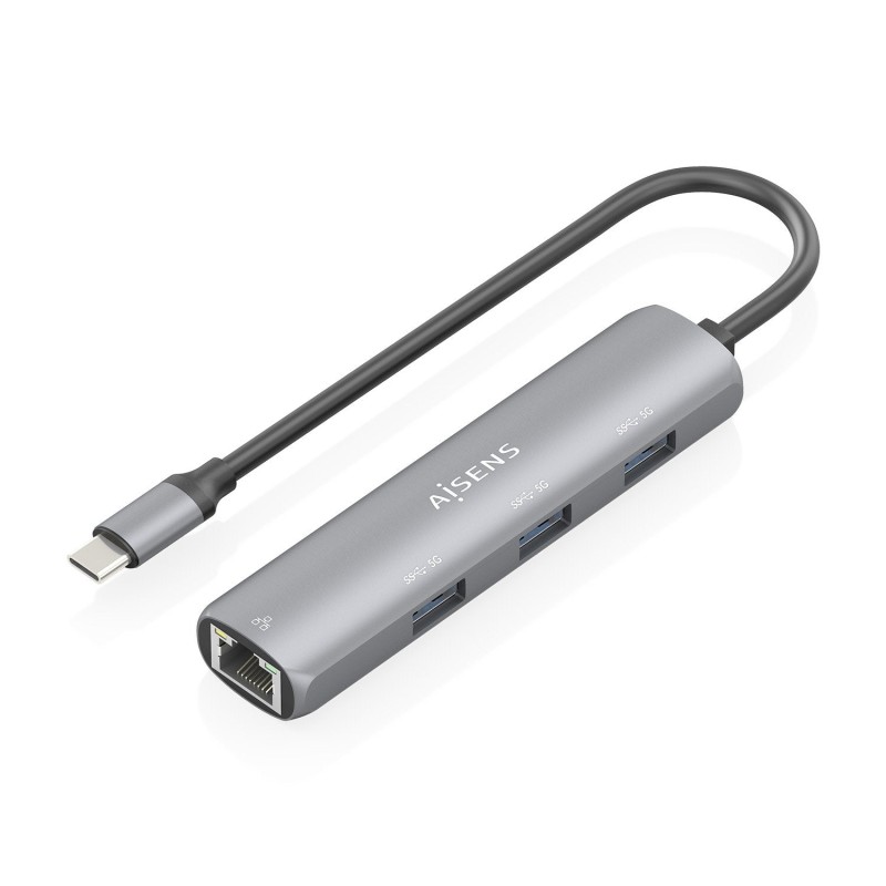 Comprar Aisens Dock Usb-C a Ethernet Gigabit + Hub 3xusb-A, Gris, 15cm - Ganga Electrónica