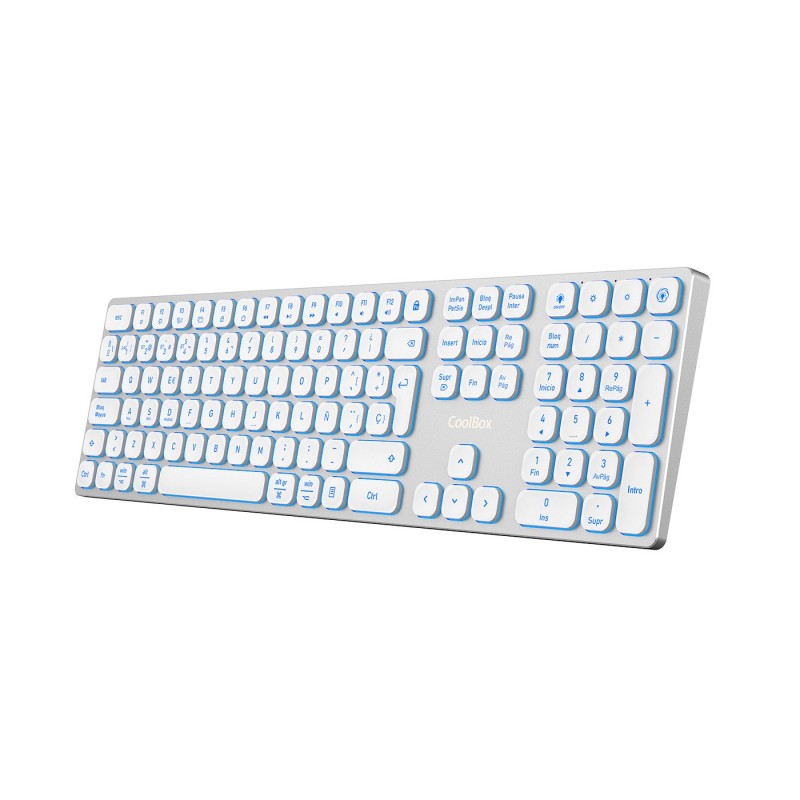 Comprar Coolbox Teclado Inalambrico Retroiluminado Moonlight Key B431 Usb-C+Bt5.1+Rf2.4g Blanco Aluminio - Ganga Electrónica