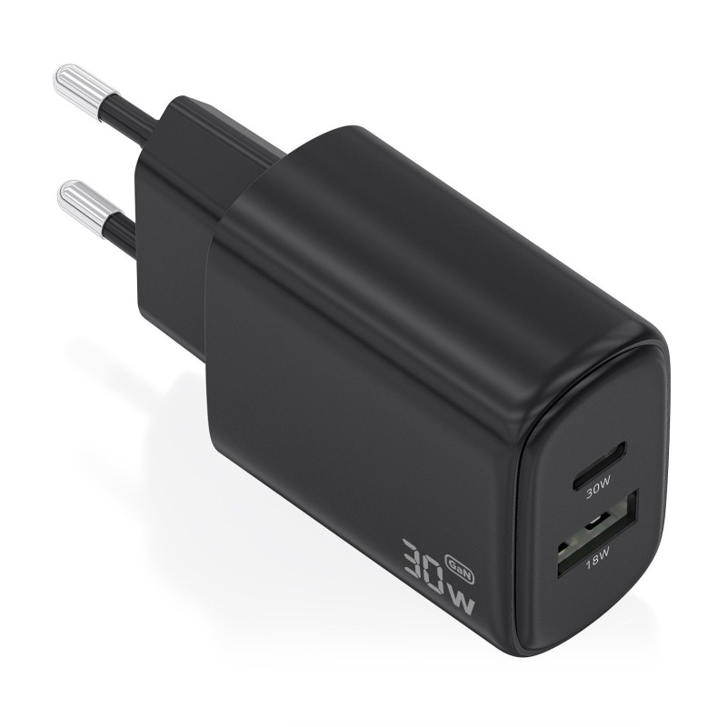 Comprar Aisens Cargador Gan 30w, 1xusb-C Pd3.0 Qc4.0, 1xusb-A Qc3.0, Negro - Ganga Electrónica