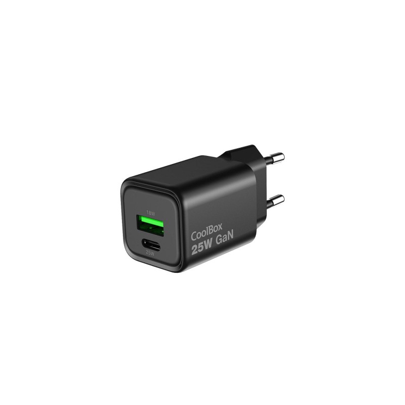 Comprar Coolbox Cargador Gan 25w - 1xusb-C - 1xusb-A - Carga Rapida 3.0 - Power Delivery - Negro - Ganga Electrónica