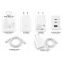 Comprar Cargador Rápido 65w PD 3 Puertos - 2 Usb-C + 1 Usb-A - con Cable Usb-C - Blanco - Ganga Electrónica