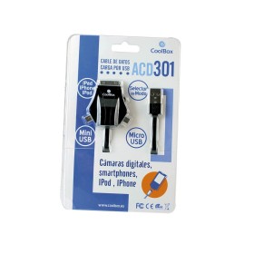 Comprar Coolbox Cable Transmision De Datos Acd301 Usb A Usbmini/Usbmicro/Iphone 30pin - Ganga Electrónica