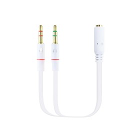 Comprar Nanocable Cable Adaptador Audio Jack 3.5mm Hembra 4 Pines A 2x Jack 3.5mm Macho 3 Pines 0.20m - Blanco - Ganga Electróni