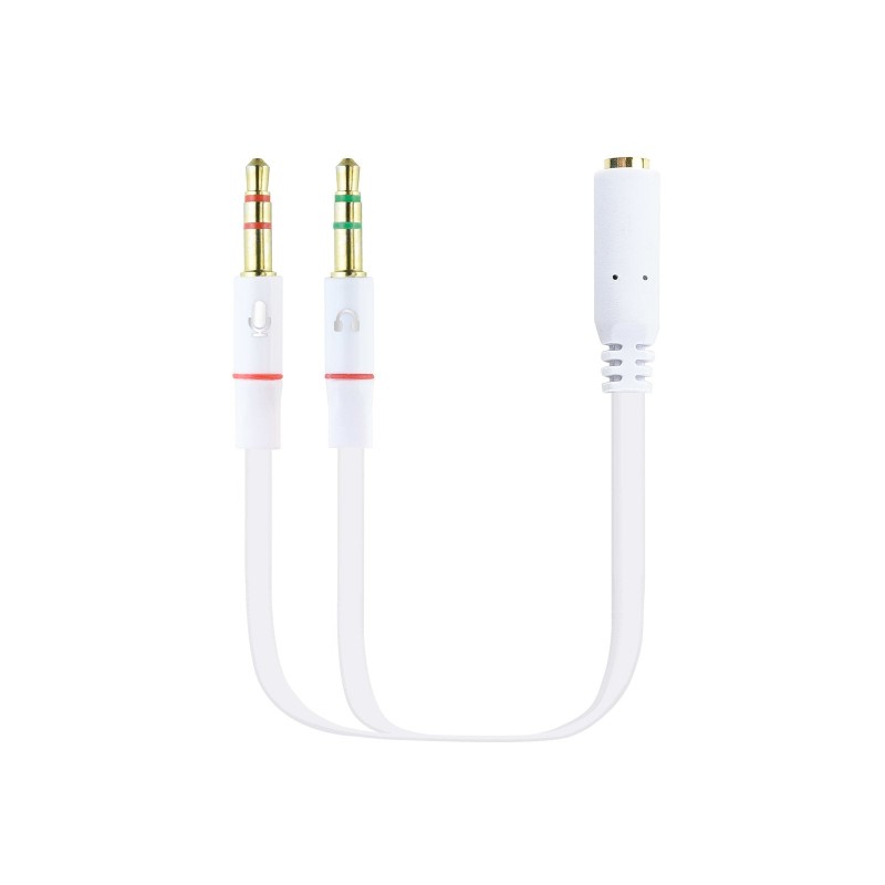 Comprar Nanocable Cable Adaptador Audio Jack 3.5mm Hembra 4 Pines A 2x Jack 3.5mm Macho 3 Pines 0.20m - Blanco - Ganga Electróni