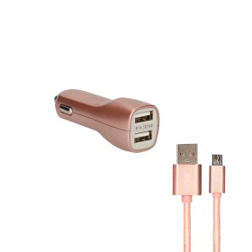 Comprar Ksix Cargador De Coche Metalizado 2x Usb 2.1a + Cable Micro-Usb Rosa Dorado - Ganga Electrónica