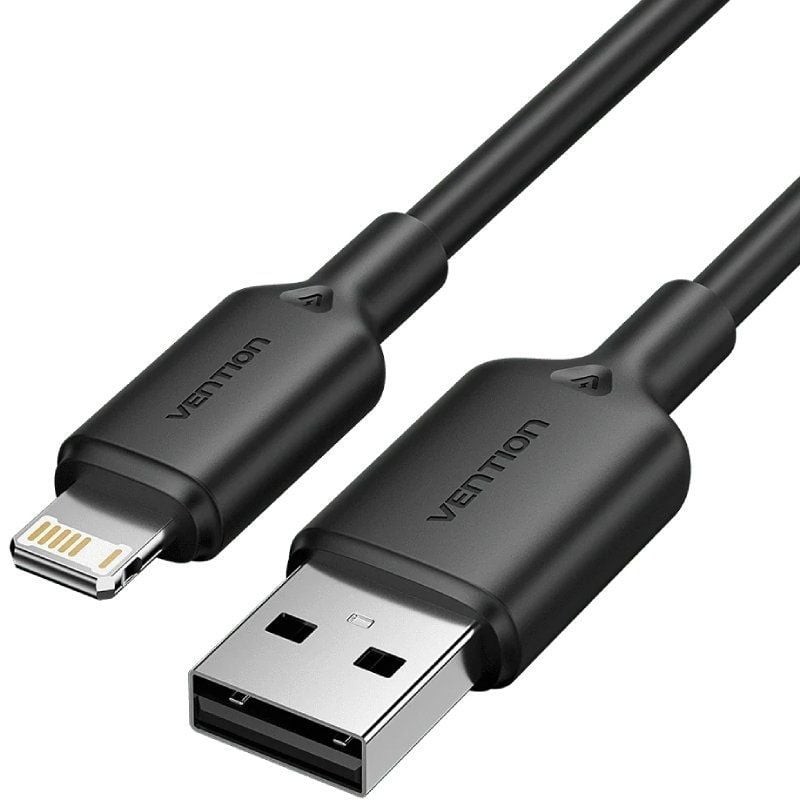 Comprar Cable USB 2.0 Lightning Vention LAMBF/ USB Macho - Lightning Macho/ 480Mbps/ 1m/ Negro - Ganga Electrónica