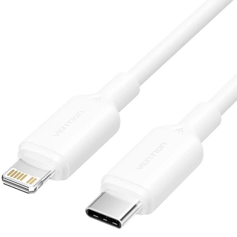 Comprar Cable USB 2.0 Tipo-C Lightning Vention LAKWF/ USB Tipo-C Macho - Lightning Macho/ Hasta 27W/ 480Mbps/ 1m/ Blanco - Ganga